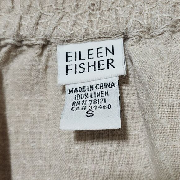 Eileen Fisher Womens 100% Linen Maxi Skirt Beige Side-Slit Unlined Size S - Picture 7 of 10